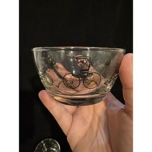 Vintage Libbey Set 3 GLASS BOWLS W/ VTG PRINTED BUGGYS Cars